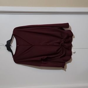 Women's Burgundy Thermal type 3/4 sleeve shirt Size XL